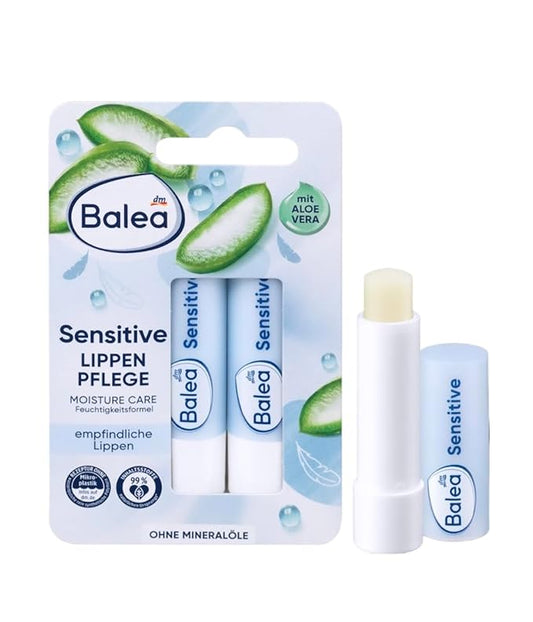 Balea Lip Care Sensitive, Moisturizing Lip Balm with Aloe Vera 9.6 g (pack of 2) - German product-VivaGrace Women