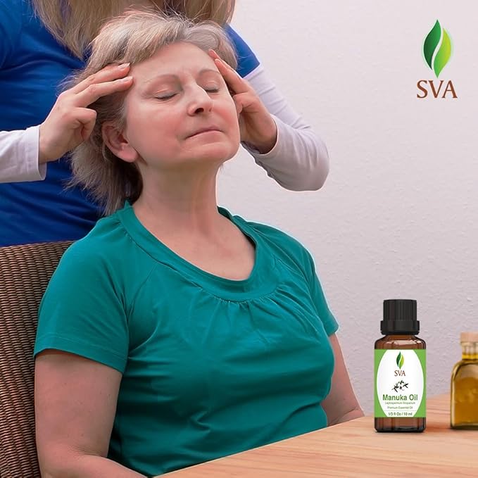 SVA Manuka Essential Oil – 1/3 Fl Oz – 100% Natural Manuka Oil - for Diffuser, Hair Care, Face, Skin Care, Aromatherapy, Scalp and Body Massage, Soap and Candle Making-VivaGrace Women