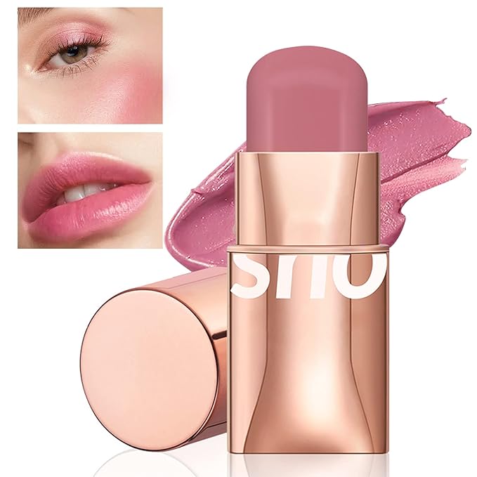Cream Blush Stick for Cheeks Makeup,Waterproof Blush Face Stick Multi-Use Lip and Cheek Tint,Matte Finish Lightweight Easy to Blend Natural Cream Blusher Makeup for All Skin Tones- Pink-VivaGrace Women