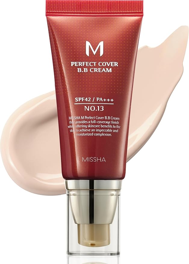 MISSHA M Perfect Cover BB Cream No.13 Bright Beige - Fair with Cool Undertone SPF 42 PA +++ 1.69 Fl Oz - Tinted Moisturizer with SPF-VivaGrace Women