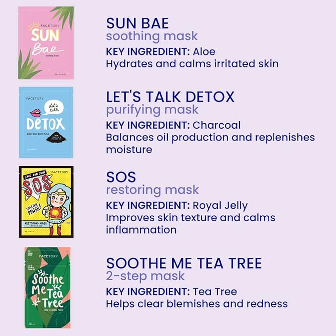 FACETORY K Beauty Face Mask Skin Care - BEST OF 7 COLLECTION Sheet Mask Set | Natural Premium Korean Face Mask For All Skin Types - No Sulfates No Parabens (7 pc)-VivaGrace Women