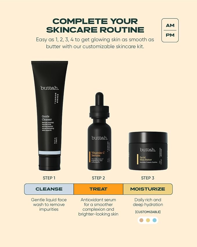 Buttah Skin by Dorion Renaud Complete Melanin-Rich Skin Care Kit | Shea Butter, Vitamin C Serum, Facial Cleanser | Organic & Natural | Black-Owned-VivaGrace Women