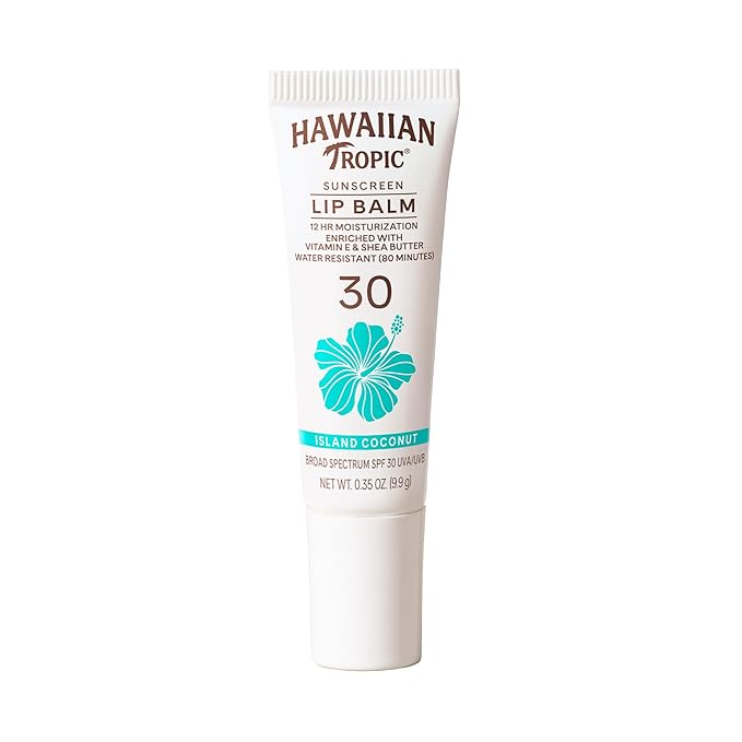Hawaiian Tropic Lip Sunscreen SPF 30, Island Coconut | SPF Lip Balm, Beach Essentials, Travel Size Sunscreen for Lips, 0.3oz-VivaGrace Women