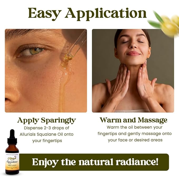 100% Organic & All Natural Plant-Based Squalane Oil for Face, Hair, & Body, Cold Pressed and Unrefined Premium Grade Multipurpose Facial Oil for Moisturize, Smooth, and Soften Skin - 1 Oz-VivaGrace Women