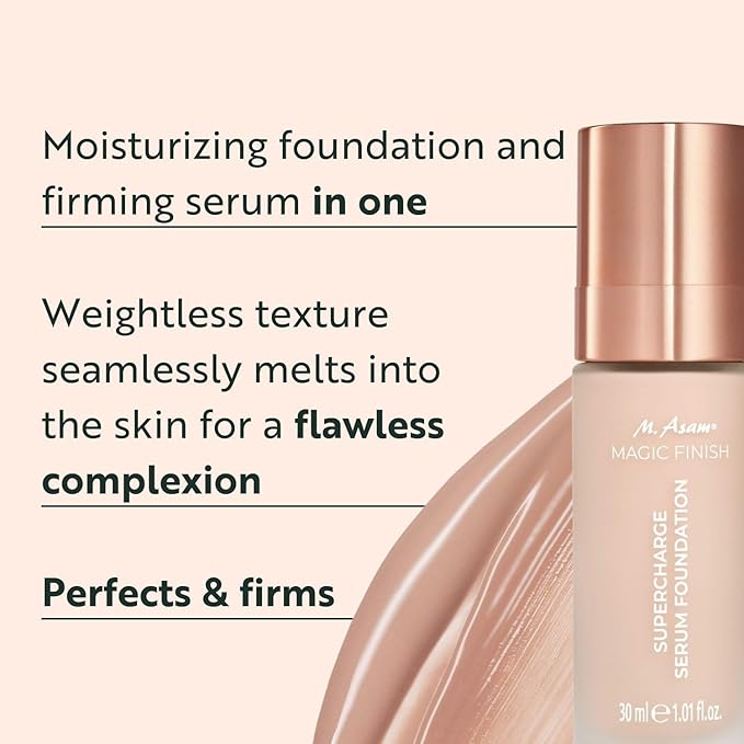 M. Asam MAGIC FINISH Supercharge Serum Foundation Rose Fair (1.01 Fl Oz) - Moisturizing Make Up & Firming Face Serum In One, Anti-aging CC Cream With Optimal Coverage & Hyaluronic Acid-VivaGrace Women