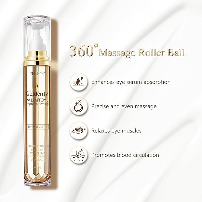 Caffeine Eye Serum Anti Aging, Eye Serum for Dark Circles and Puffiness, Retinol Eye Cream with 360°Massage Ball, Reduce Eye Wrinkles and Fine Lines-VivaGrace Women
