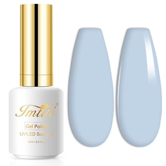 Imtiti Blue Gel Nail Polish, Light Blue Color Gel Polish UV/LED Soak Off for Manicure Salon or DIY Nail Art at Home - Gift for Girl Women, 0.5 Fl Oz
