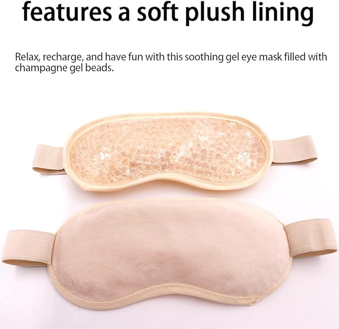 Gel Eye Mask, Cooling Eye Pads Reusable Small Ice Pack Under Eye Patches, Eye Hot Cold Treatment Pack for Redness, Pain Relief and Eye Relax (Champagne - 2count)-VivaGrace Women