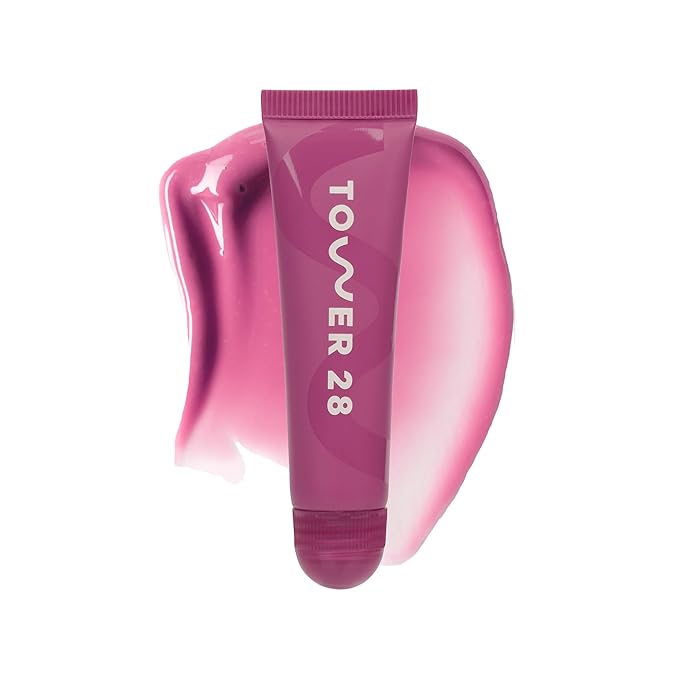 Tower 28 LipSoftie Hydrating Tinted Lip Treatment Balm, Moisturizing Lip Mask for Chapped Lips - Confetti Cake, Sheer Lavender Pink-VivaGrace Women