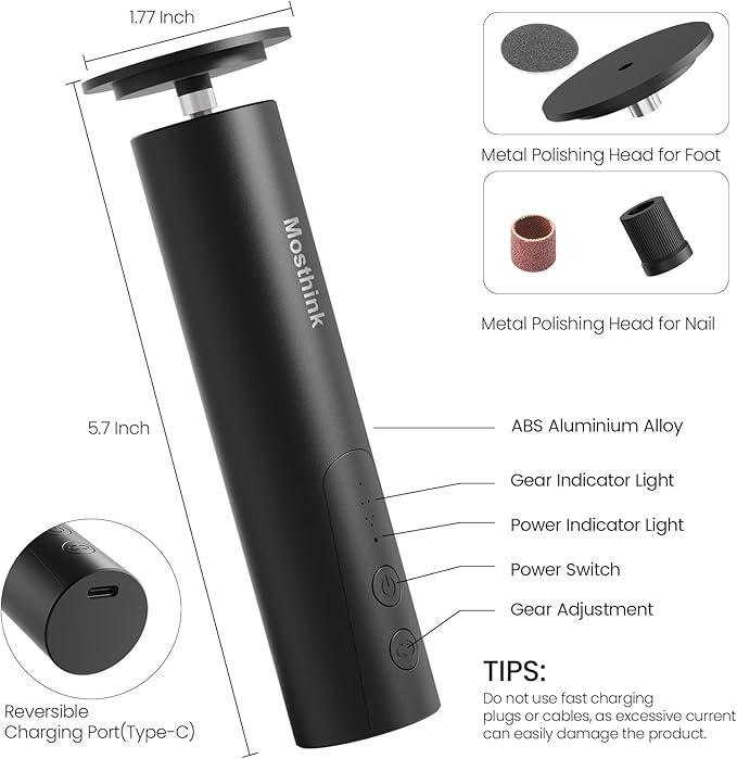 Electric Foot Callus Remover, 2 in 1 | 6 Speed Adjustable Foot File Nail Grinder with Sandpaper Disks, Professional Sander Pedicure Tool for Feet Dead Skin, Self Care Gifts for Women Mom Lover Friends-VivaGrace Women