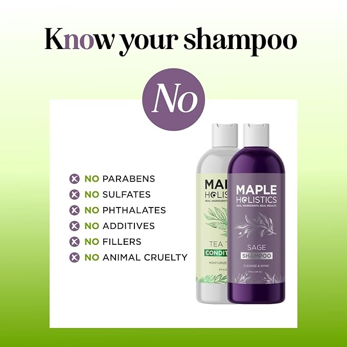 Sulfate Free Shampoo and Conditioner Set - Tea Tree Sage and Rosemary Shampoo and Conditioner for Dry Flaky Scalp Care - Deep Cleansing Color Safe Shampoo and Conditioner for Damaged Dry Hair Care-VivaGrace Women