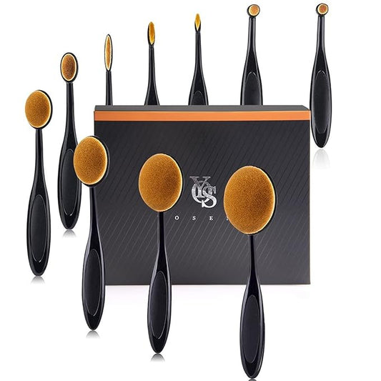 Yoseng Oval Makeup Brushes Set 10 Pcs Professional Oval Toothbrush Foundation Contour Concealer Eyeliner Blending Cosmetic Brushes Tool Set-With Box,Practical White Elephant Gift for Girls Women-VivaGrace Women