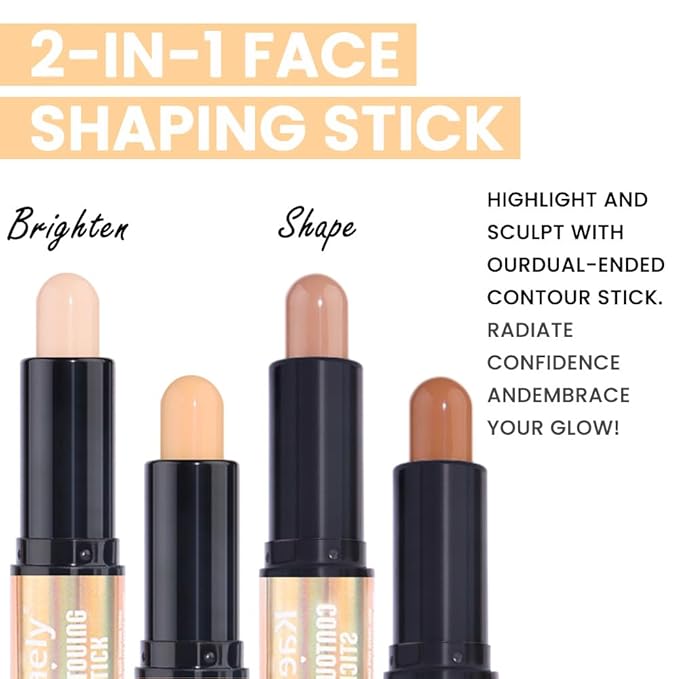 evpct 2in1 Face Shaping & Contouring Stick Cream Contour Concealer Bronzer Stick Makeup Kit for Face Highlighter Makeup Stick contorno maquillaje de maquillaje, ORIGINAL Light + ORIGINAL Universal-VivaGrace Women