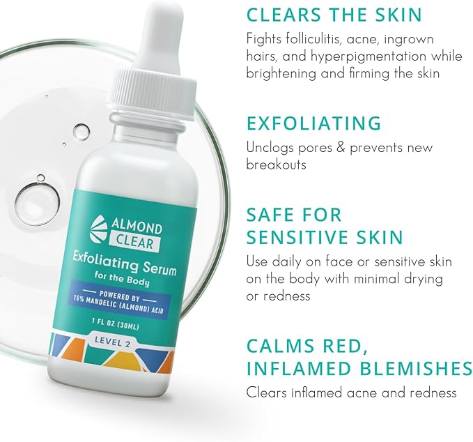 Body Clearing Serum [1 Fl Oz] Level 2 Acne Serum - Advanced Formula for Body Acne, Folliculitis, Back, Butt, Chest, Thighs, Shoulders - Mandelic Acid-VivaGrace Women