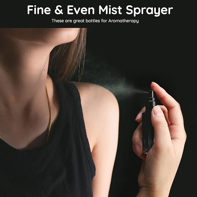 Segbeauty Travel Perfume Bottle Refillable, 5pcs 10ML Mini Glass Perfume Containers with Funnel and Pipette, Empty Portable Leak-proof Fragrance Bottles Spray Atomizer Pump Bottle Kit for Toiletries-VivaGrace Women