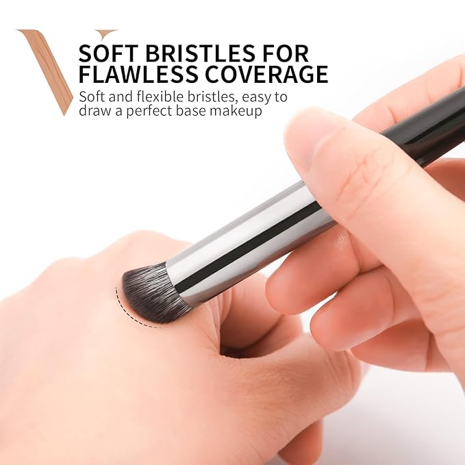DUcare Concealer Brush Under Eye, Angled Small Nose Contour Brush, Mini Thin Slanted Foundation Dark Circles Puffiness, Puffy Face Eyebrow Eyes, Liquid Cream Blending-VivaGrace Women
