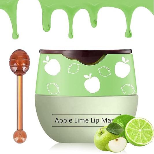 Bee Lip Balm Honey Pot,Watermelon Lip Sleeping Mask Hydrating Prevention Dry and Cracked Lip Scrubs Exfoliator Lip Care,Lip Mask Overnight Reduces Lip Lines (Apple Lime)-VivaGrace Women