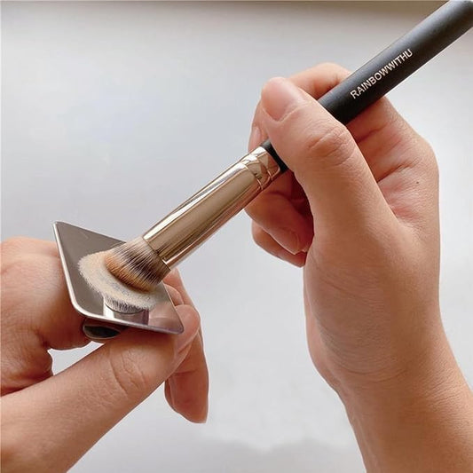 Makeup Spatula Set Stainless Steel, Make Up Tools Mini Mixing Tray with Finger Ring, Makeup Paint Palette, Pack of 2-VivaGrace Women