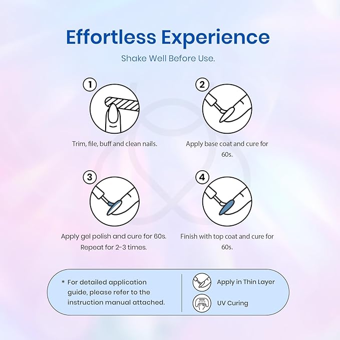 Beetles Glitter Gel Nail Polish Set, Pastel Pink Purple Blue 6 Colors Nebula Halo Chameleon Gel Polish Soak Off Uv Nail Lamp Gifts for Women-VivaGrace Women