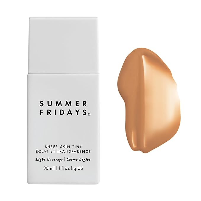 Summer Fridays Sheer Skin Tint - Skin Tint with Hyaluronic Acid - Helps Diminish Uneven Skin Tone - Sheer to Light Coverage - Shade 6 - Medium Tan with Warm Golden Undertones (1 Fl Oz)-VivaGrace Women