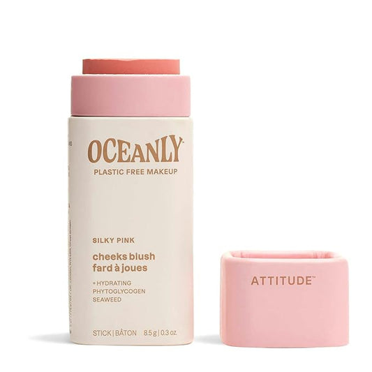 ATTITUDE Oceanly Lightweight Blush Stick, Titanium Dioxide-Free, EWG Verified, Plastic-Free, Vegan & Cruelty-free Makeup, Silky Pink, 0.3 Ounces-VivaGrace Women