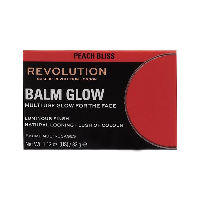 Revolution, Balm Glow, Multi-Use Balm for Cheeks, Eyes & Lips, Buildable Formula, Dewy Finish, Peach Bliss, 1.12 Oz.-VivaGrace Women