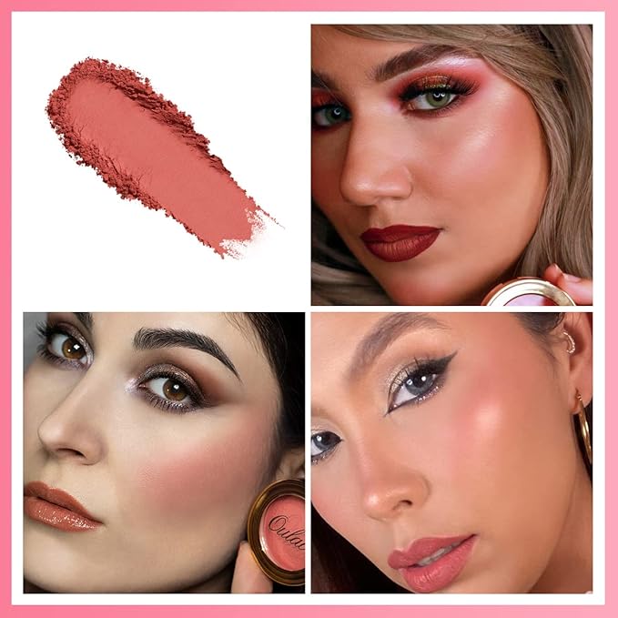 OULAC Matte Blush Makeup| Highly Pigmented Cream Blush| Natural Matte Glow| Shape & Highlight Face| Cruelty-Free Blush with Rose Oil| 08 The Miracle (matte bright coral) 4.8g-VivaGrace Women
