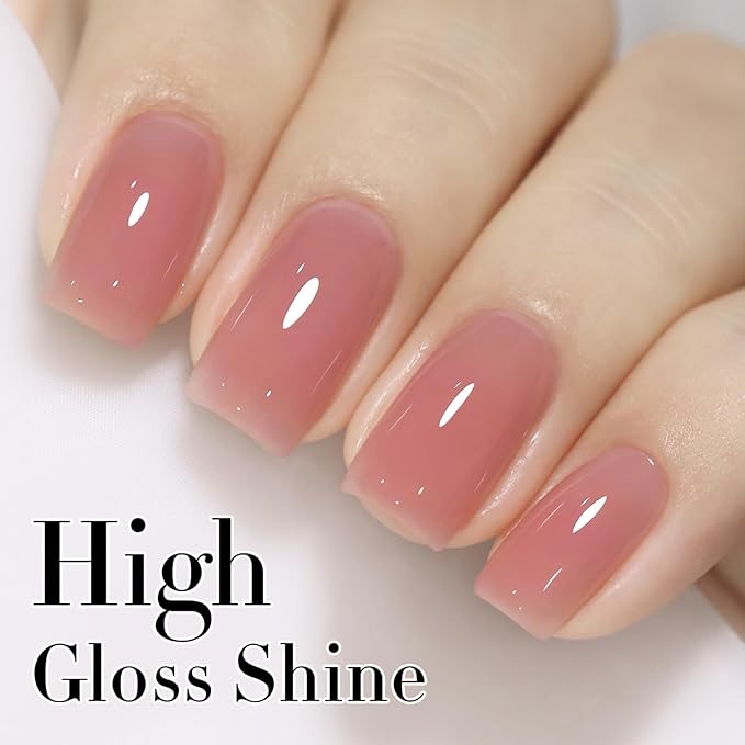 Double Rhythm Gel Polish Translucent Sheer Neutral Natural Light Milky Same Color Same Bottle 15ML Jelly Polish Art DIY at Home (Sheer Pink Nude-A1385)-VivaGrace Women