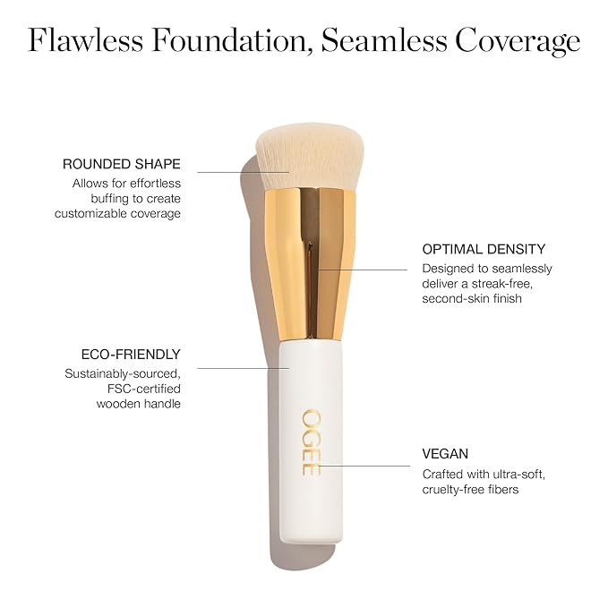 Ogee Makeup Brush Set - Includes Professional Quality Foundation Blender Brush, Ultra-Soft, Precision Brush & Makeup Brush Cleaner-VivaGrace Women