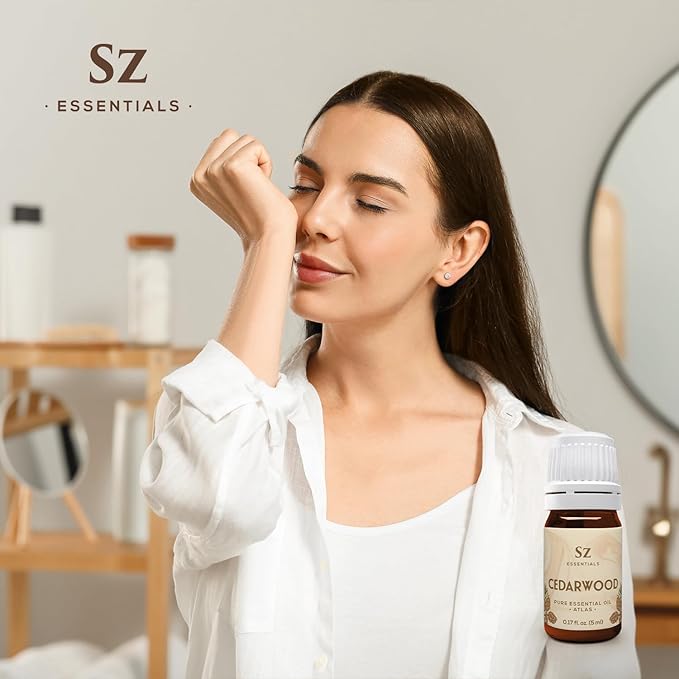 Cedarwood Essential Oil (Cedrus Atlantica) – Therapeutic Grade, 100% Pure & Natural with Soothing Woodsy Aroma for Relaxation, Aromatherapy, Skin Care & Diffuser - 0.17 fl oz. (5ml)-VivaGrace Women