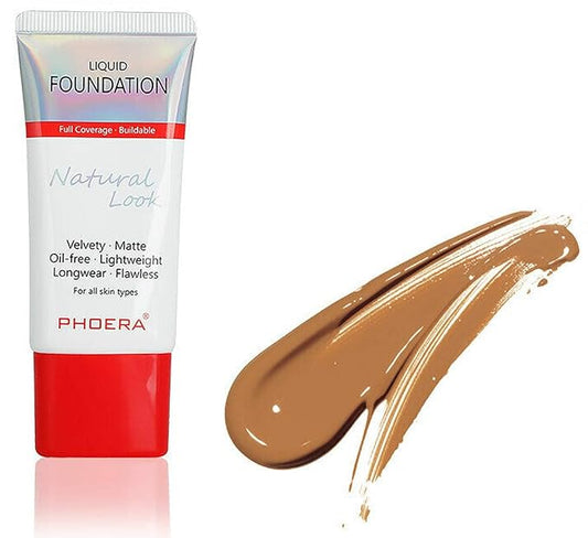 AQUAPURITY PHOERA Full Coverage Foundation New Formula Waterproof Long Lasting Oil Free Velvet Matte Liquid Foundation for Oily Skin Flawless Makeup Base Cream Concealer (106 WARM SUN)-VivaGrace Women