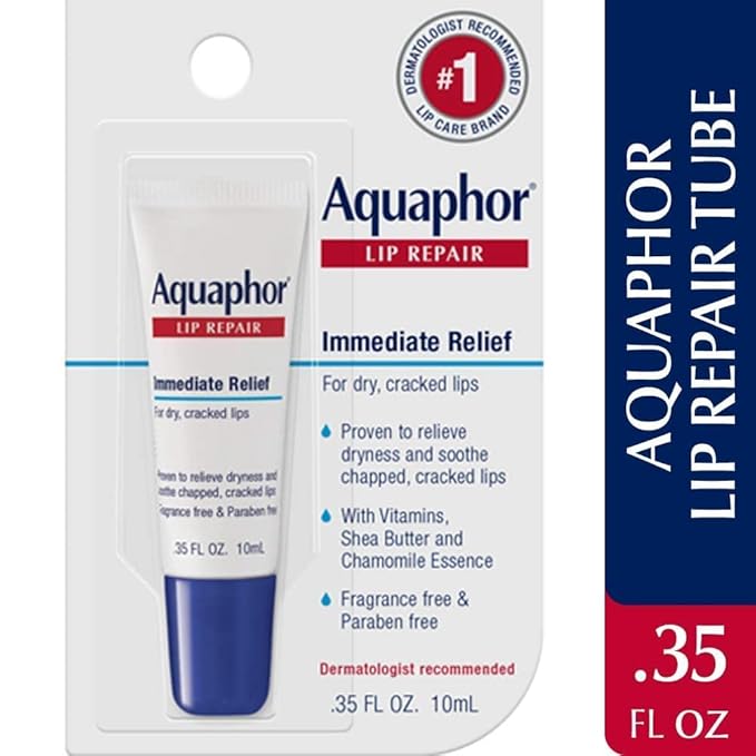 Aquaphor Lip Repair Ointment - Long-lasting Moisture to Soothe Dry Chapped Lips - .35 fl. oz. Tube (Pack of 2)-VivaGrace Women