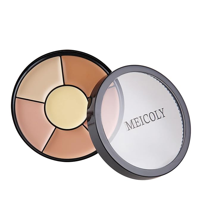 MEICOLY 6 Shades High Coverage Concealer,Tattoo Cover Palette,Cover Bruises, Tattoos, Age Spots, Vitiligo, Birthmarks,with 8 pcs White Makeup Sponges-VivaGrace Women