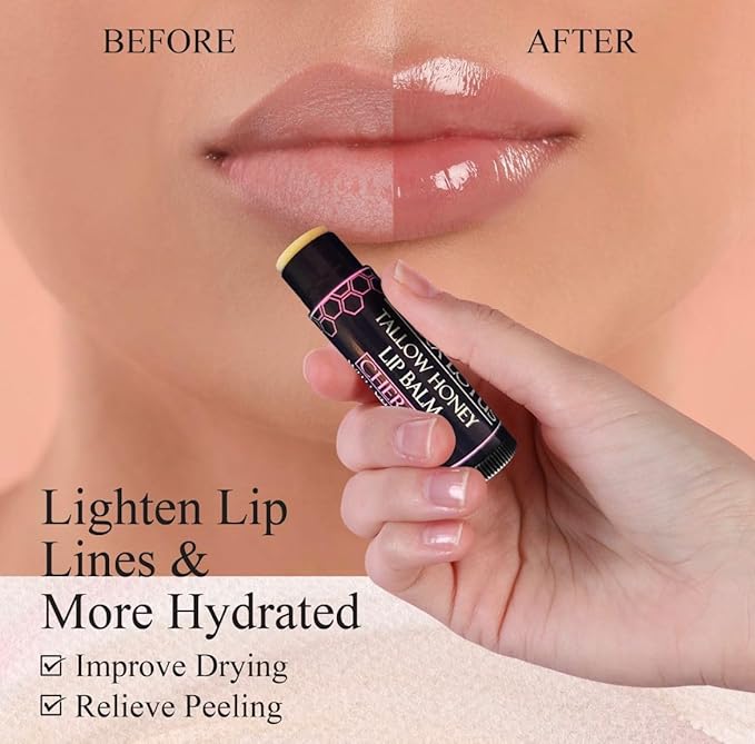 Tallow Lip Balm (3 Pack) - Hydrating With Organic Italian Olive Oil, Pure Grass Fed Tallow, and Beeswax - Long Lasting Lip Therapy (Mint)-VivaGrace Women