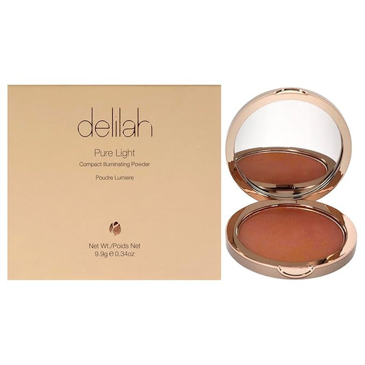 delilah - Pure Light Compact Illuminating Powder - Lustre - Lightweight, Long Lasting, Loose Setting Powder Face Makeup For Brightening And Radiant Finish - Light Coverage - Vegan-Cruelty Free-0.34 oz-VivaGrace Women