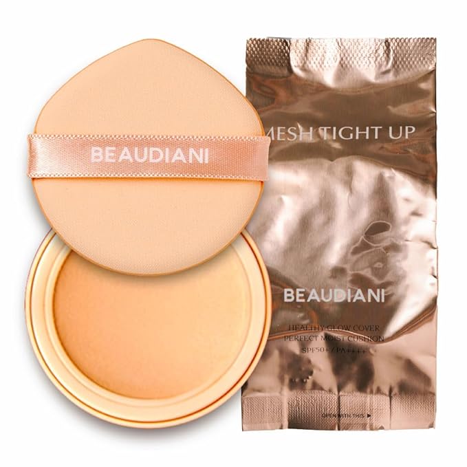 Mesh tight up cushion foundation 01 refill, light beige, Korean compact foundation, natural coverage, glow, sweat proof makeup, long lasting, all skin type-VivaGrace Women