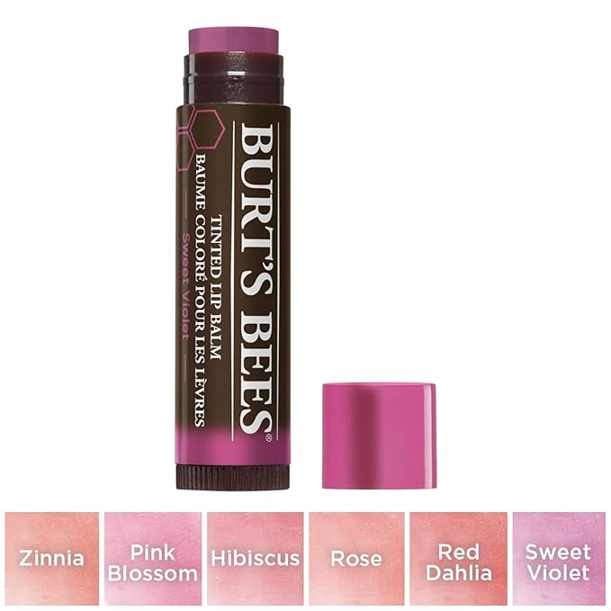 Burt's Bees 100% Natural Tinted Lip Balm, Sweet Violet with Shea Butter & Botanical Waxes - 1 Tube-VivaGrace Women