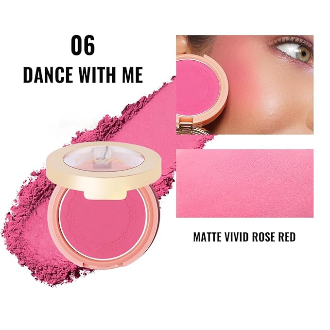 Oulac Barbie Pink Blush Makeup| Highly Pigmented Cream Blush| Natural Matte Glow| Shape & Highlight Face| Cruelty-Free Blush with Rose Oil| Rose Red Blush 4.8g-VivaGrace Women