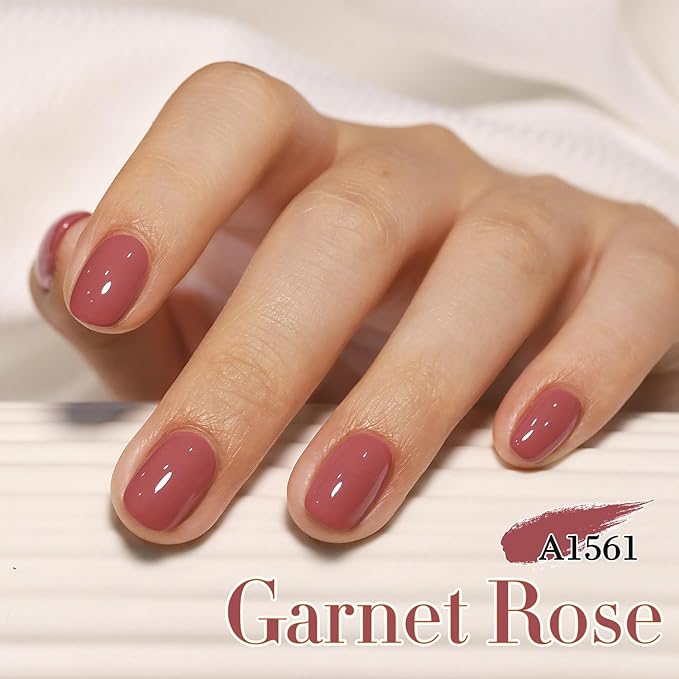 Double Rhythm 0.50 OZ Gel Polish Hema Free Same Color Same Bottle Golden Round Translucent Neutral Natural Milky 15 ML Jelly UV Polish Art DIY at Home (Brown Red-C1561)