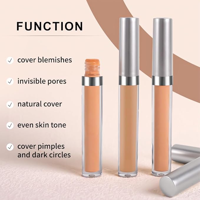 Kaely 2Pcs Hydrating Concealer Wand,Full Coverage Liquid under Eye Concealer,Long Lasting Waterproof Primer Makeup for Dark Circles and Puffiness Trouble Spots Redness,Eye Ring corrector de ojeras 05-VivaGrace Women