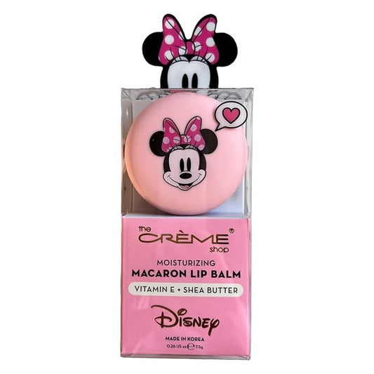 The Crème Shop x Disney Macaron Lip Balm Minnie Mouse Strawberries and Crème Pink Korean Scented Pocket Portable Vitamin E Shea Butter-VivaGrace Women