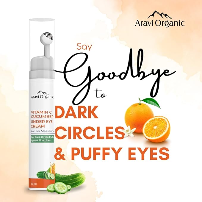 Vitamin C & Cucumber Under Eye Cream Gel Roll on Massager For Dark circles, Puffy Eyes-VivaGrace Women