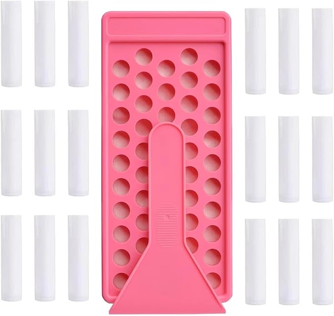 50 Lip Balm Container Kit with Filling Tray and Spatula, Round Tube Refillable Empty Tube 3 Colors, 0.15 oz, BPA Free, for DIY Homemade Lipstick Lipstick (50 white kits,)-VivaGrace Women