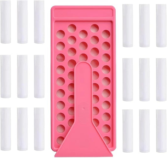 50 Lip Balm Container Kit with Filling Tray and Spatula, Round Tube Refillable Empty Tube 3 Colors, 0.15 oz, BPA Free, for DIY Homemade Lipstick Lipstick (50 white kits,)-VivaGrace Women