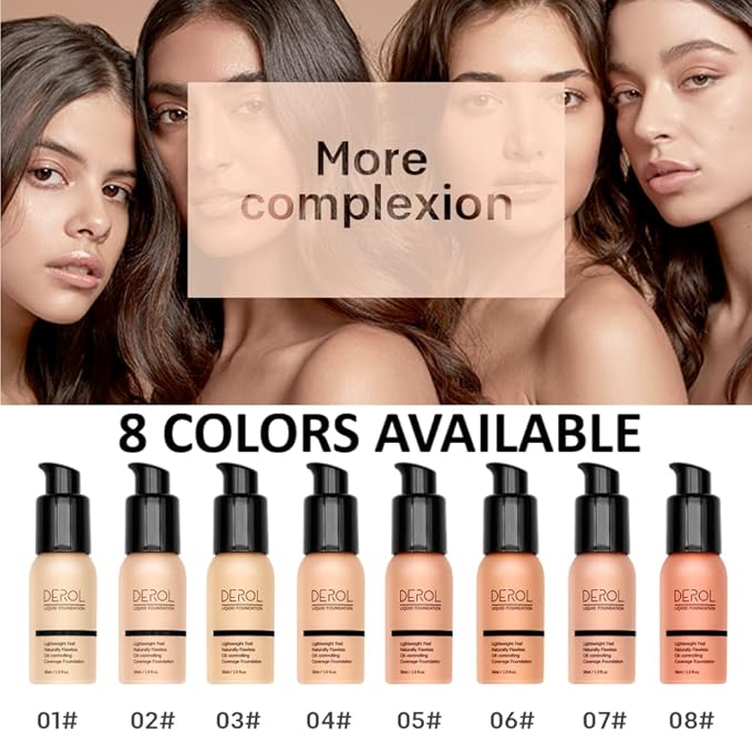 Foundation Full Coverage Liquid Foundation Cream - Lightweight Concealer - Suitable for All Skin Types (ivory white 02)-VivaGrace Women