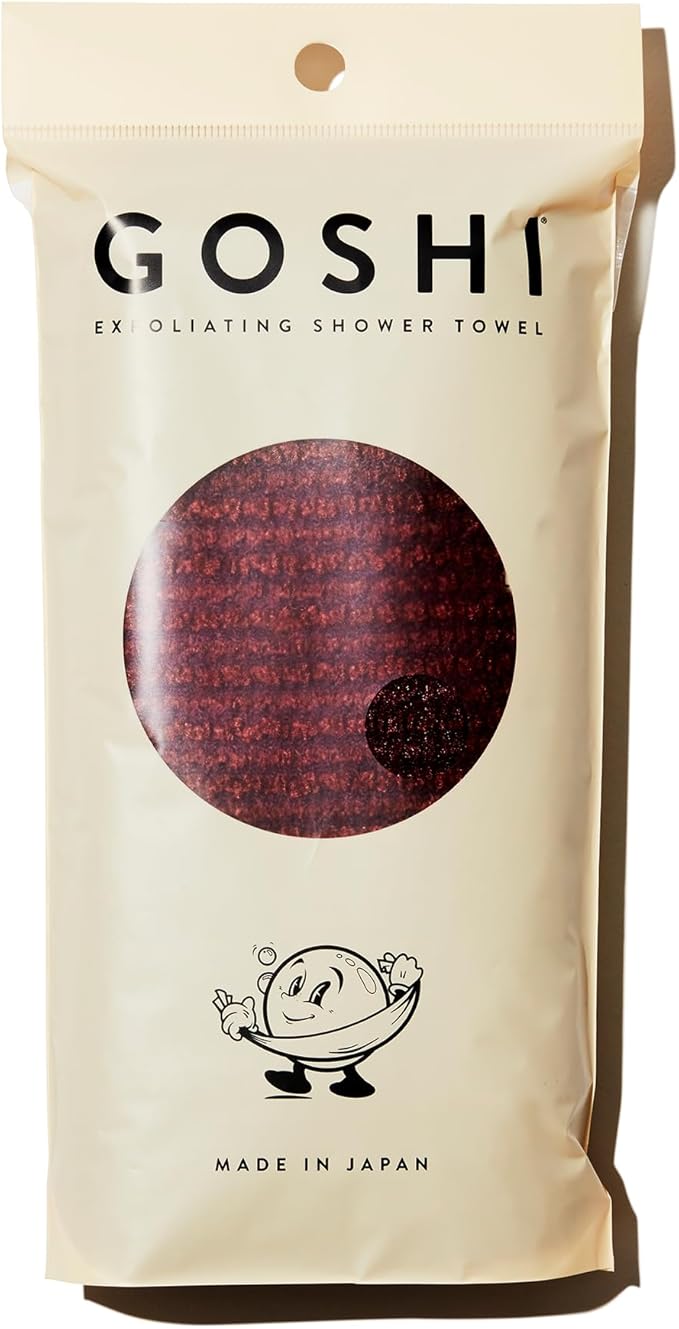 GOSHI Exfoliating Shower Towel - Rip-Resistant Exfoliating Washcloth for All Skin Types - Brick Red - Made in Japan-VivaGrace Women