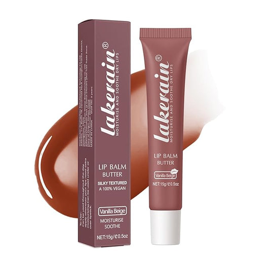 Moisturizing Lip Balm Butter for Dry Cracked Lips,Day/Night Hydrating Lip Mask, Ultra-Nourishing Lip Care Moisturizer for Soft, Smooth and Supple Lips (Vanilla Beige)-VivaGrace Women