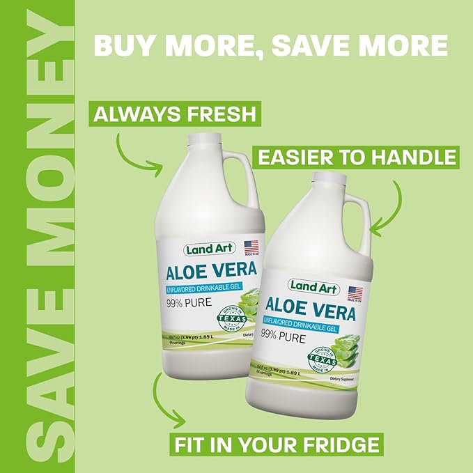Organic Aloe Vera Drinkable Gel for Heartburn & Acid Reflux Relief - 99.7% Pure - Cold-Processed - Improves Digestive Health - Soothing and Natural - Vegan & Gluten-Free - 64 fl oz (Pack of 2)-VivaGrace Women