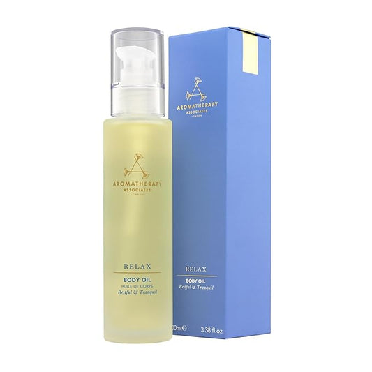 Aromatherapy Associates Relax Body Oil. Luxurious Blend of Oils for a Nourished Body. Made with Vetivert, Chamomile and Ylang Ylang Essential Oils (3.4 fl oz)-VivaGrace Women