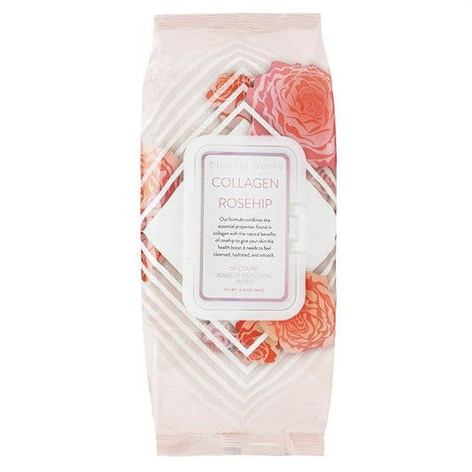 Makeup Remover Wipes Bulk Pack- Collagen and Rosehip Facial Cleansing Wipes, Single Pack